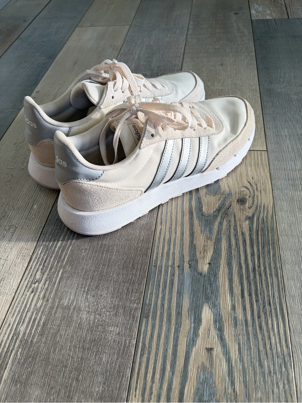 adidas Women's Cream and Silver Low-Top Sneakers